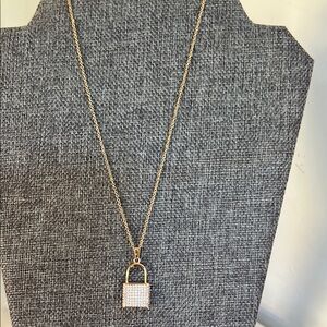 Gold Padlock Pendant Necklace